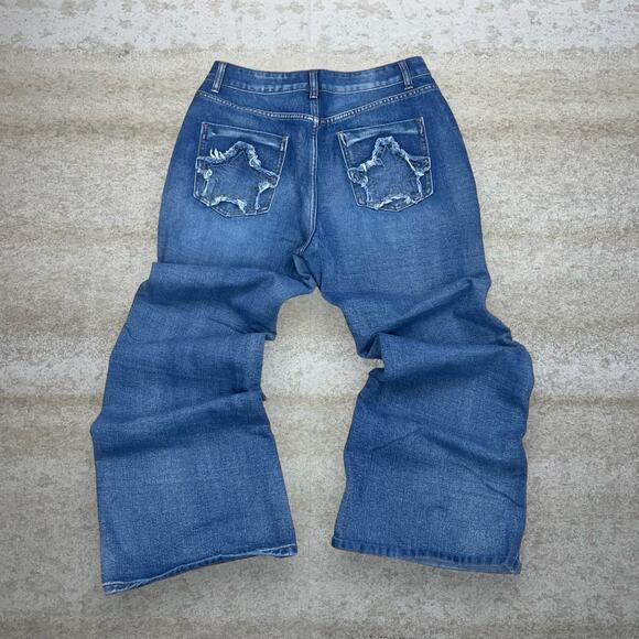 ROMWE Denim - Vintage 90s Romwe Jeans 30x30 Bell Bottoms Flared Bootcut Fit Medium Wash Denim